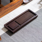 plateau thé bois naturel tasses théière terre cuite drainage bois traditionnel minimaliste
