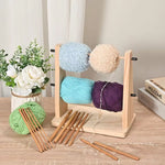 support rangement double niveau porte fil laine bois clair artisanal rustic multiple couleurs vis
