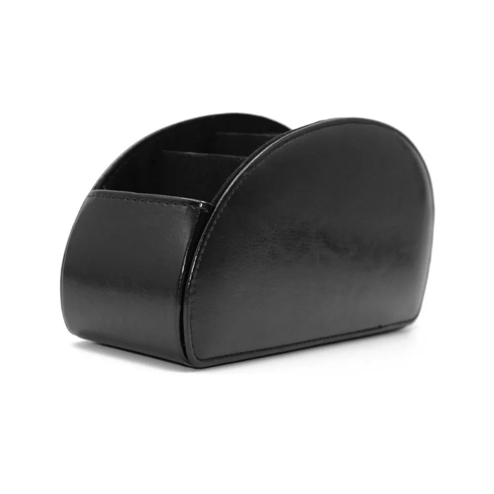 porte télécommandes réutilisable simili cuir noir moderne compartiments rangement salon