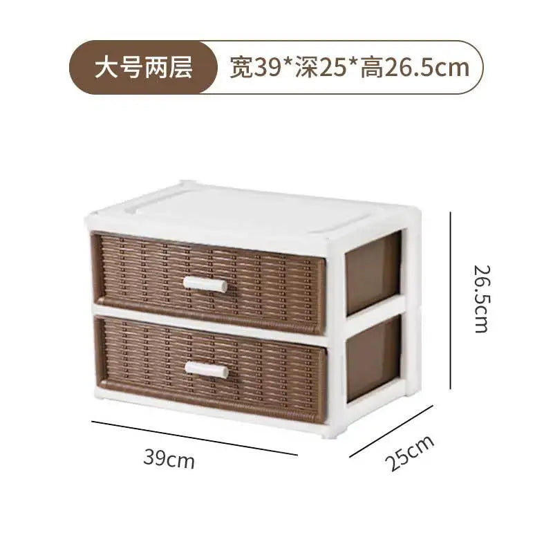 meuble tiroirs rangement marron clair tissu rotin moderne sans chambre coucher
