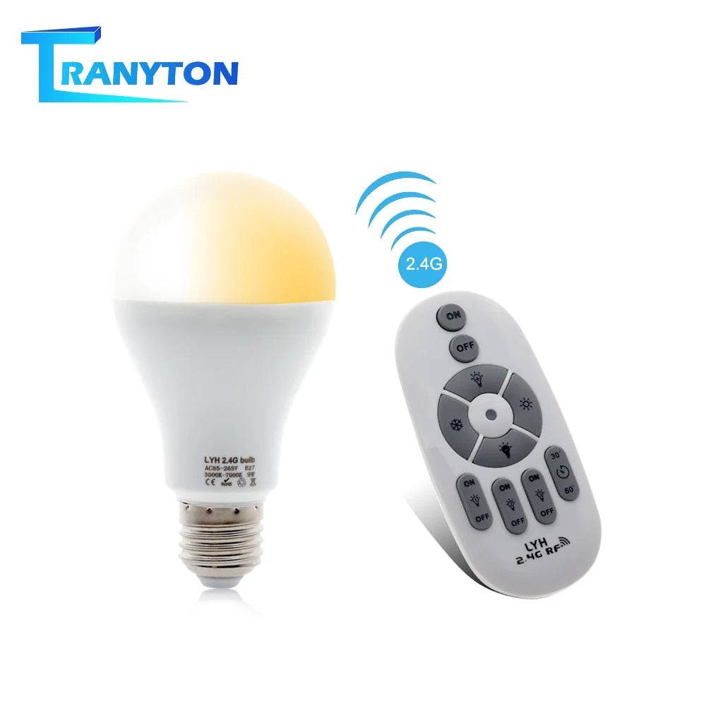 ampoule led e27 blanc chaud télécommande 24g rf timing moderne 50000h 249lumens