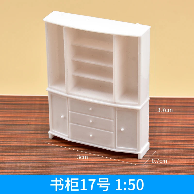 meubles miniatures blancs moderne lit armoire commode table chaise toilette téléviseur lampe photo