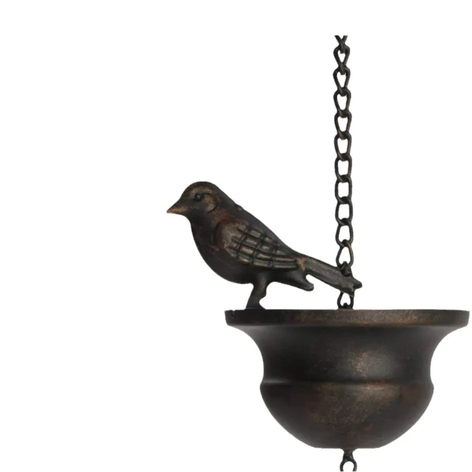 guirlande décorative oiseaux coupes métal rustique 240cm suspension extérieure jardin traditionnel