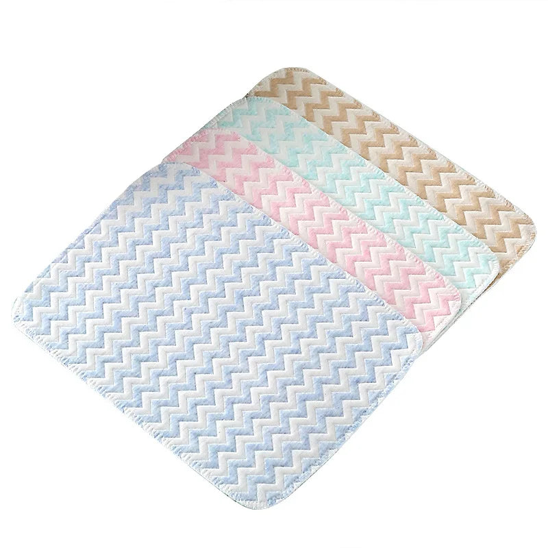 tapis bébé rose bleu zigzag blanc anti urine réutilisable coton moderne doux chambre bébé