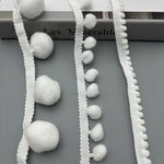 ruban pompons blancs décoration dentelle pompons ronds élastique écologique artisanal mètres