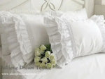 housses coussin coton dentelle volants blanc vintage lit brodé opacité inclusion simple
