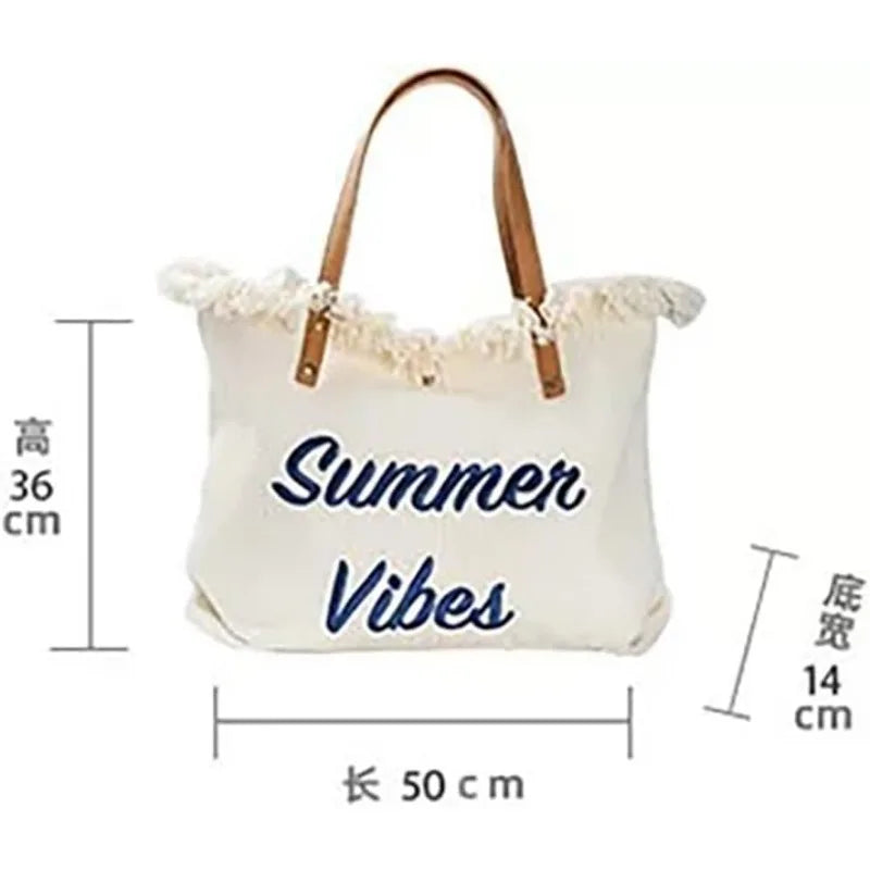 sac main toile vert olive rose beige clair franges été pliable durable haute qualité