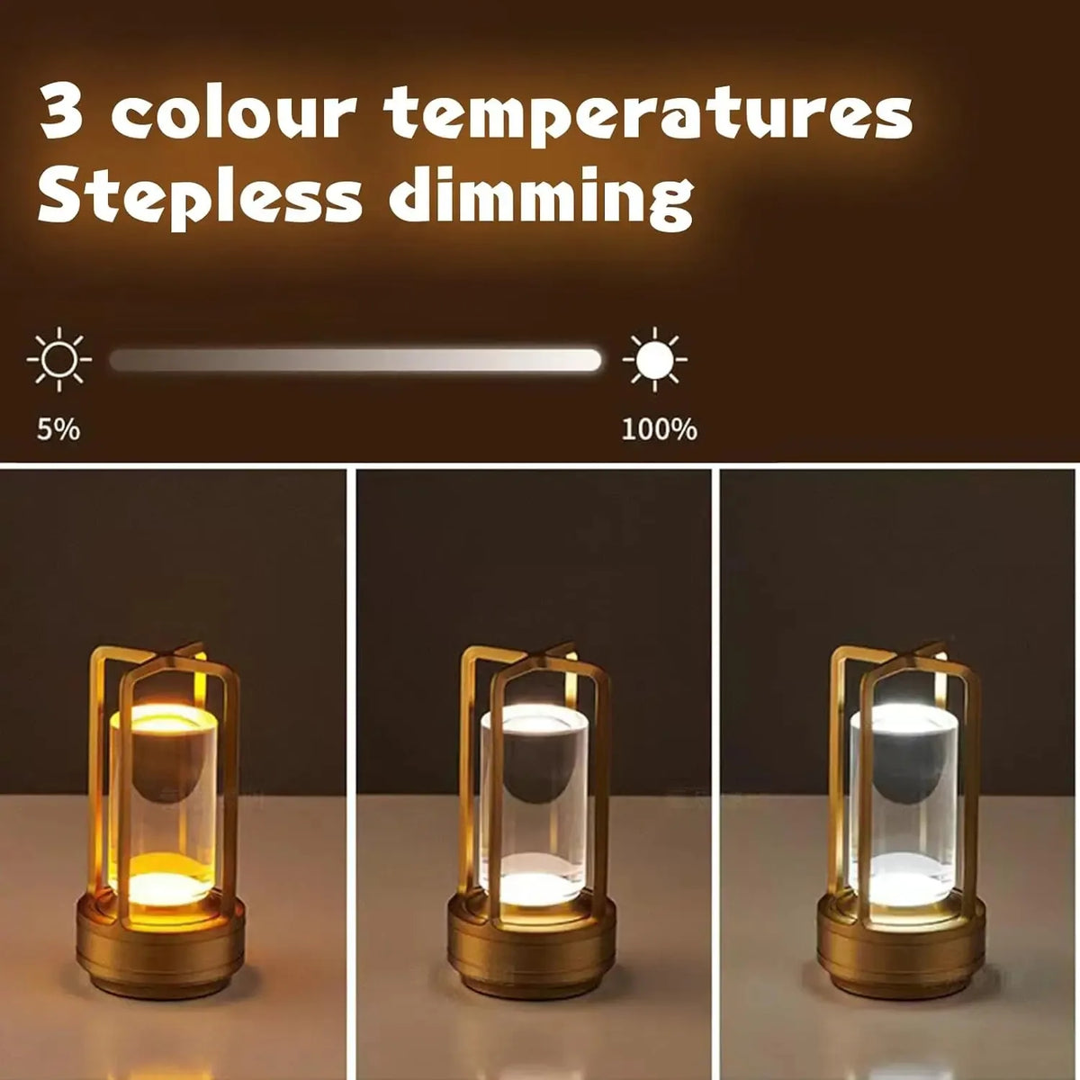 lampe led portable lanterne or noir transparent verre moderne vintage
