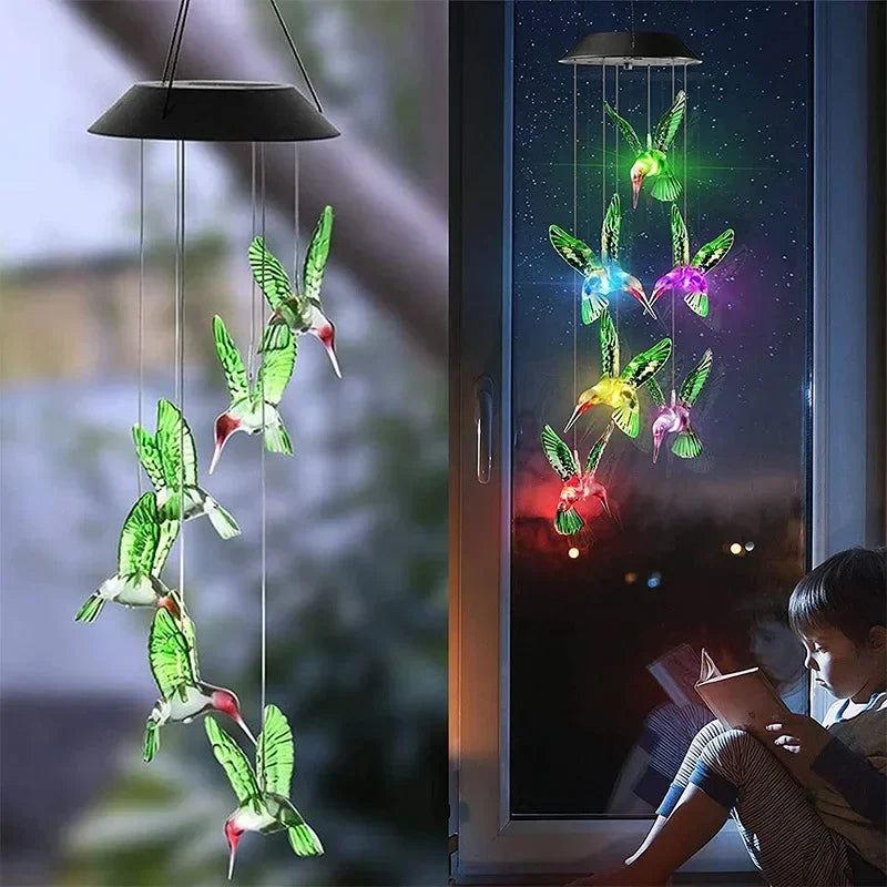 mobile lumineux solaire multicolores translucides moderne extérieur jardin park cour