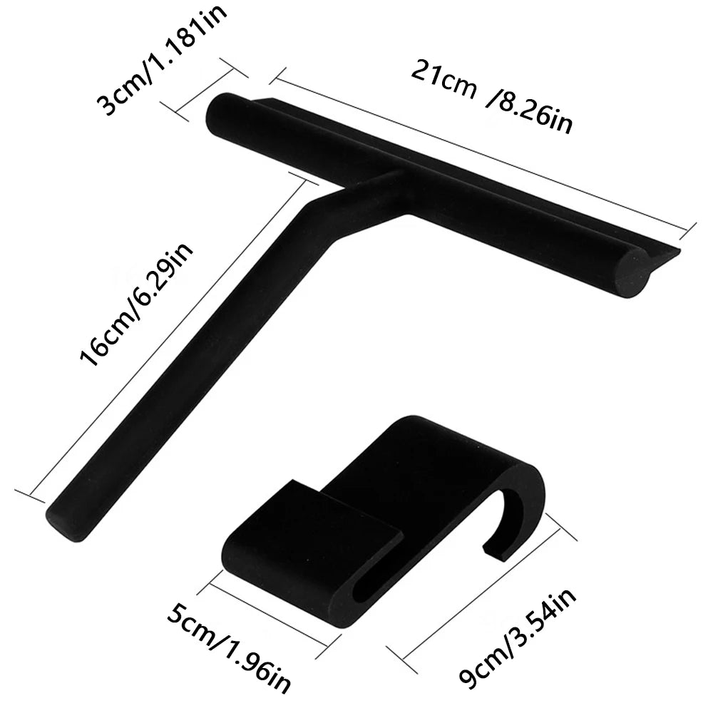 nettoyeur vitre douche brosse adhésive poignée moderne tête large noir mat