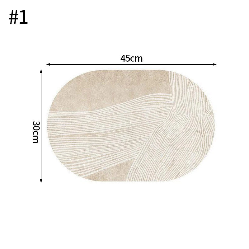 tapis table moderne motif géométrique motif alimentaire vert pastel grisclair