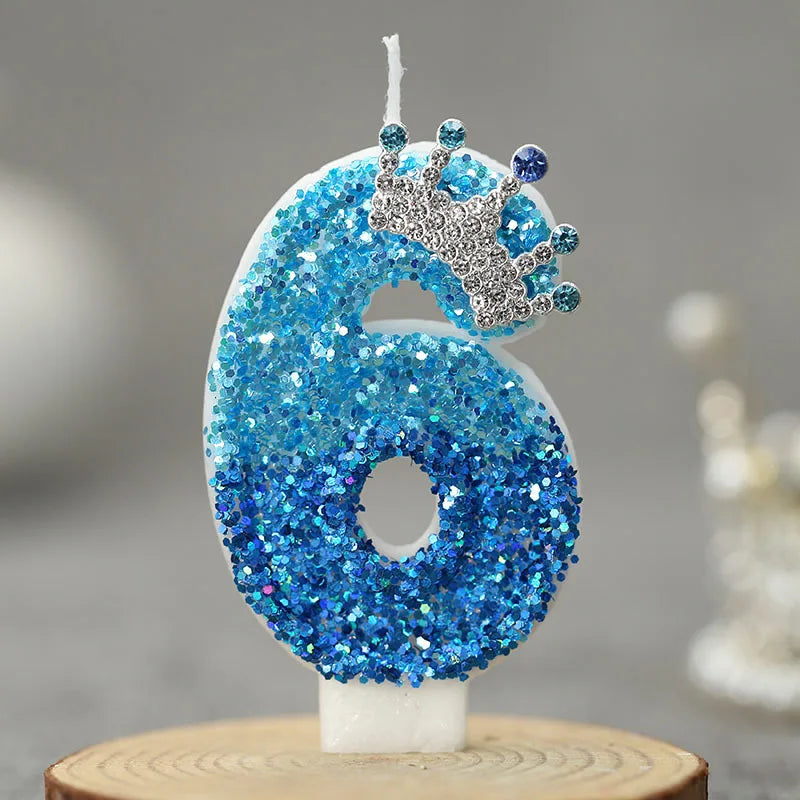 bougies chiffre pailletées bleu clair bleu foncé anniversaire décoration festive números personnalisables
