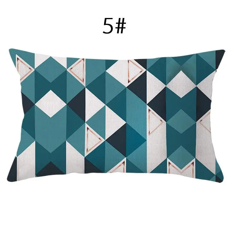 coussin lombaire jaune noir blanc bleu gris vert marron zigzag triangles moderne 30x50cm polyester