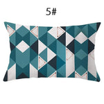 coussin lombaire jaune noir blanc bleu gris vert marron zigzag triangles moderne 30x50cm polyester
