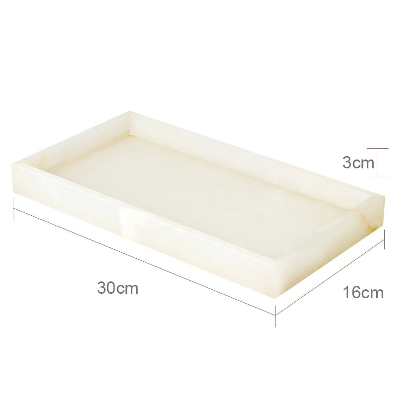 ensemble accessoires salle bain marbre blanc onyx distributeur savon plateau pot brosse dents