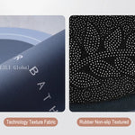 tapis bain moderne ovale motifs pas couleurs bleu marine gris clair rose violet texture