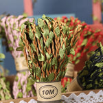 ruban tressé feuilles vertes artisanal 10m polyestere jute decoration mariage garden diycraft vert rouge