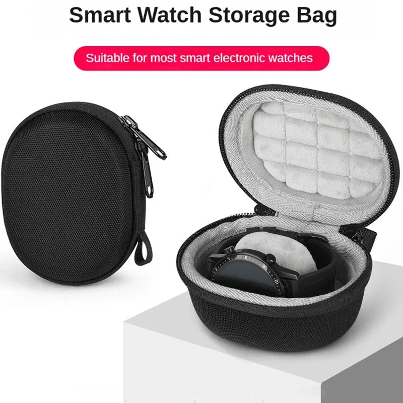 boîte rangement montres tissu mat doublure mousse fermeture glissière noir rouge moderne pratique