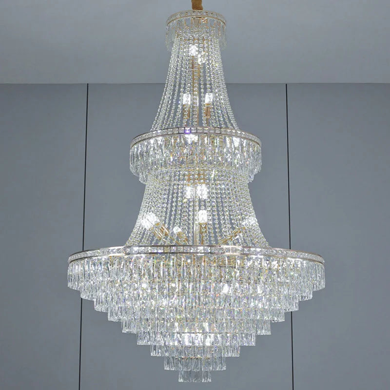 lustre classique doré cristal câbles suspension salon chambre lumière 4000k 3000k 6000k