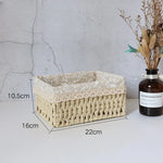paniers rangement tissu dentelle beige rustique boho chic set trois tailles différentes