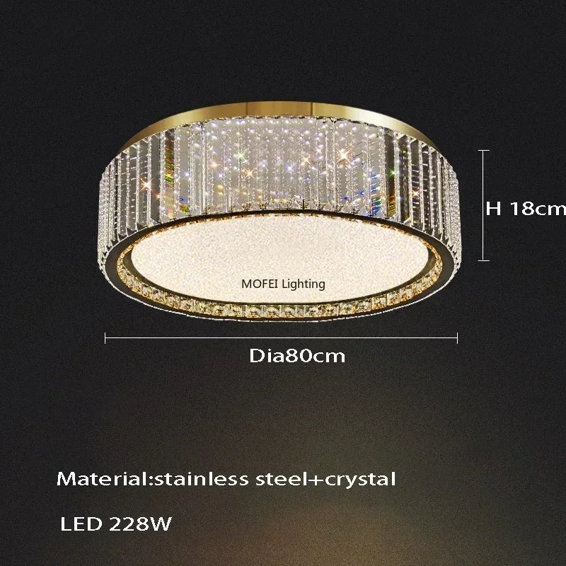 plafonnier moderne doré cristal strass brillant led 4200k 3000k 6000kversible