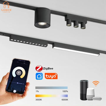 luminaire led rail magnétique noir moderne système éclairage intelligent intérieur ultra mince