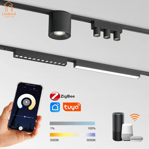 luminaire led rail magnétique noir moderne système éclairage intelligent intérieur ultra mince
