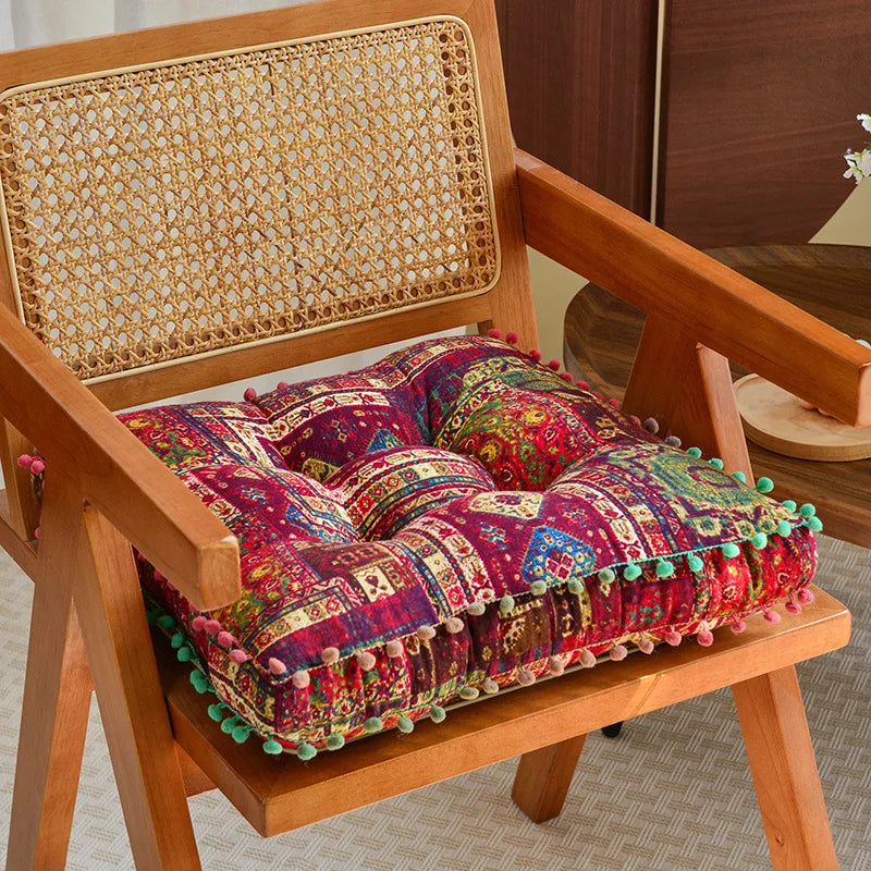coussin carré patchwork fleurs lavable 40x40cm bébé salon chambre ethnique boho chic
