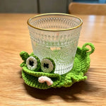 coasters crochetés motifs animaux créatifs opaques vert bleu jaune blanc dinosaure oiseau écologiques
