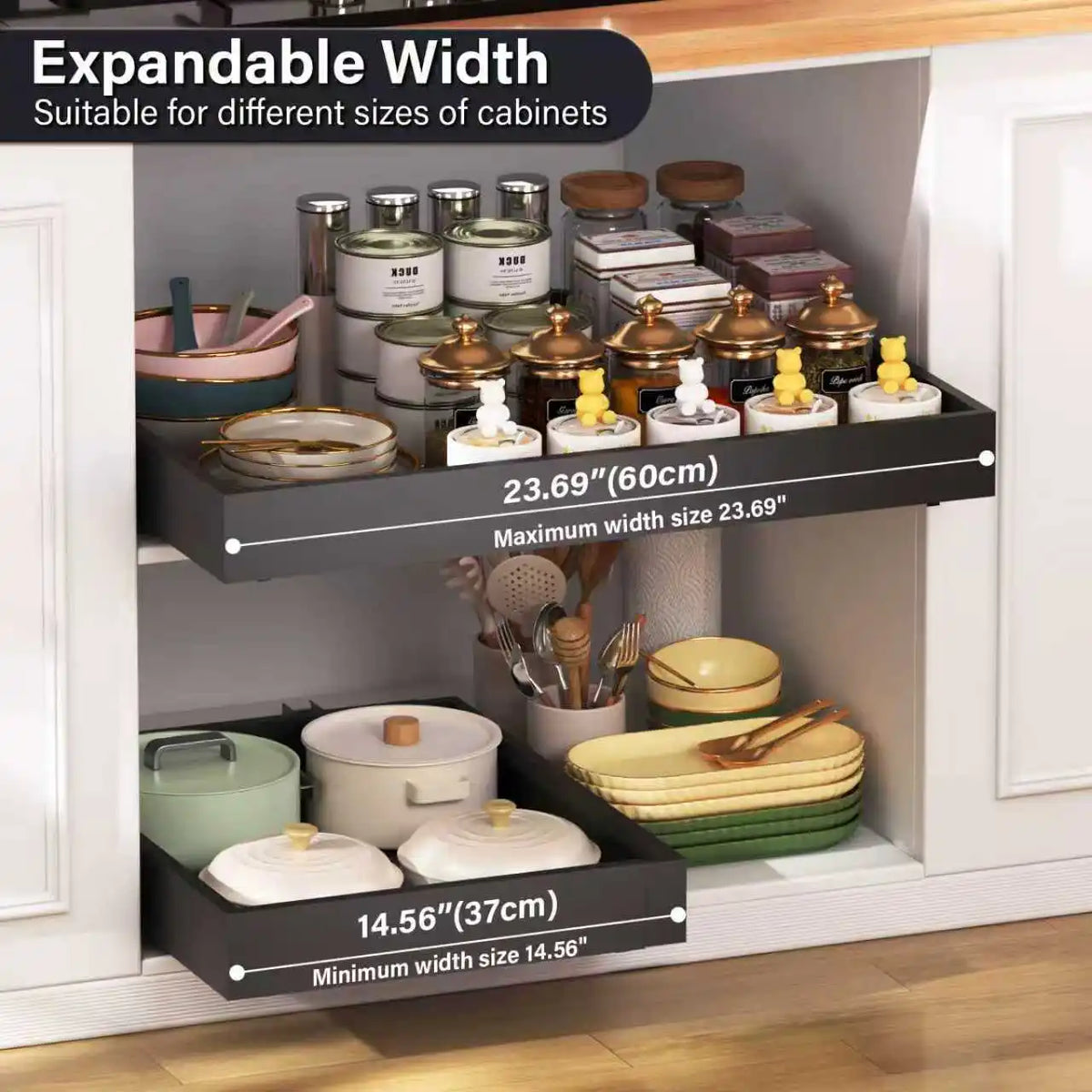 étagère coulissante métal blanc moderne rangement cuisine tiroirs silencieux boîtes épices minimaliste