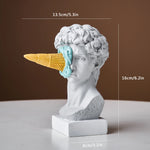statue david buste résine glace cône contemporain humoristique cheveux texturés socle blanc