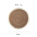 lot sets table ronds coton tressé vert gris beige motif spirale
