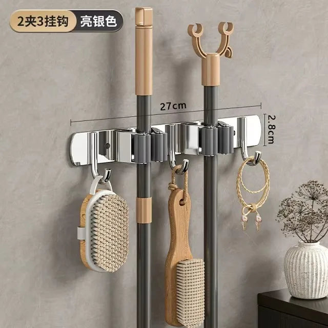 porte balais moderne acier inoxydable rangement salle bain brosse torchon accessoires nettoyage multifonctionnels