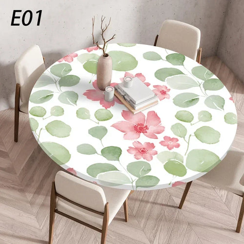 nappe table ronde imperméable motif fleurs moderne cuisine salle manger décoration maison