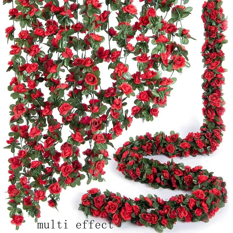 guirlande fleurs artificielles rose blanche verte mariage décoration intérieure romantique garden DIY decoration