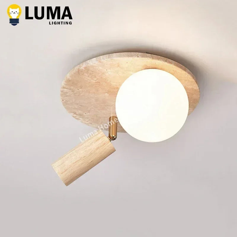 Lampe moderne bois naturel pierre beige interrupteur tactile 249 2000 flux lumineux
