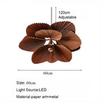 Suspension lumineuse moderne feuilles plissées marron clair salon chambre papier pliable éclairage blanc chaleur