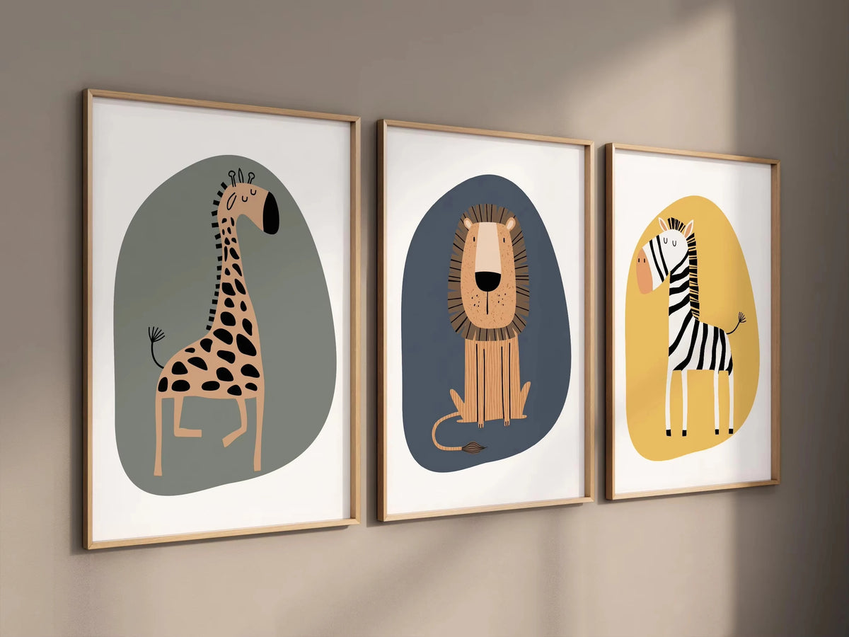 affiches animaux mignons girafe lion éléphant moderne décoration enfant sans cadre encre imperméable toile