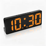horloge numérique moderne détection vocale affichage température mode nuit led noir geometrique