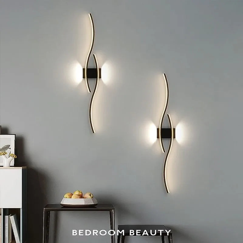 lampes murales led modernes 60 80cm noir doré blanc minimaliste télécommande