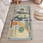 tapis billets 100 dollars blanc vert bleu noir imperméable résistant intérieur chambre cuisine porte