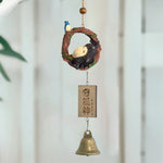 ornements résine cloches jardin japonais totoro animal compagnie motifs bois opaque artisanal