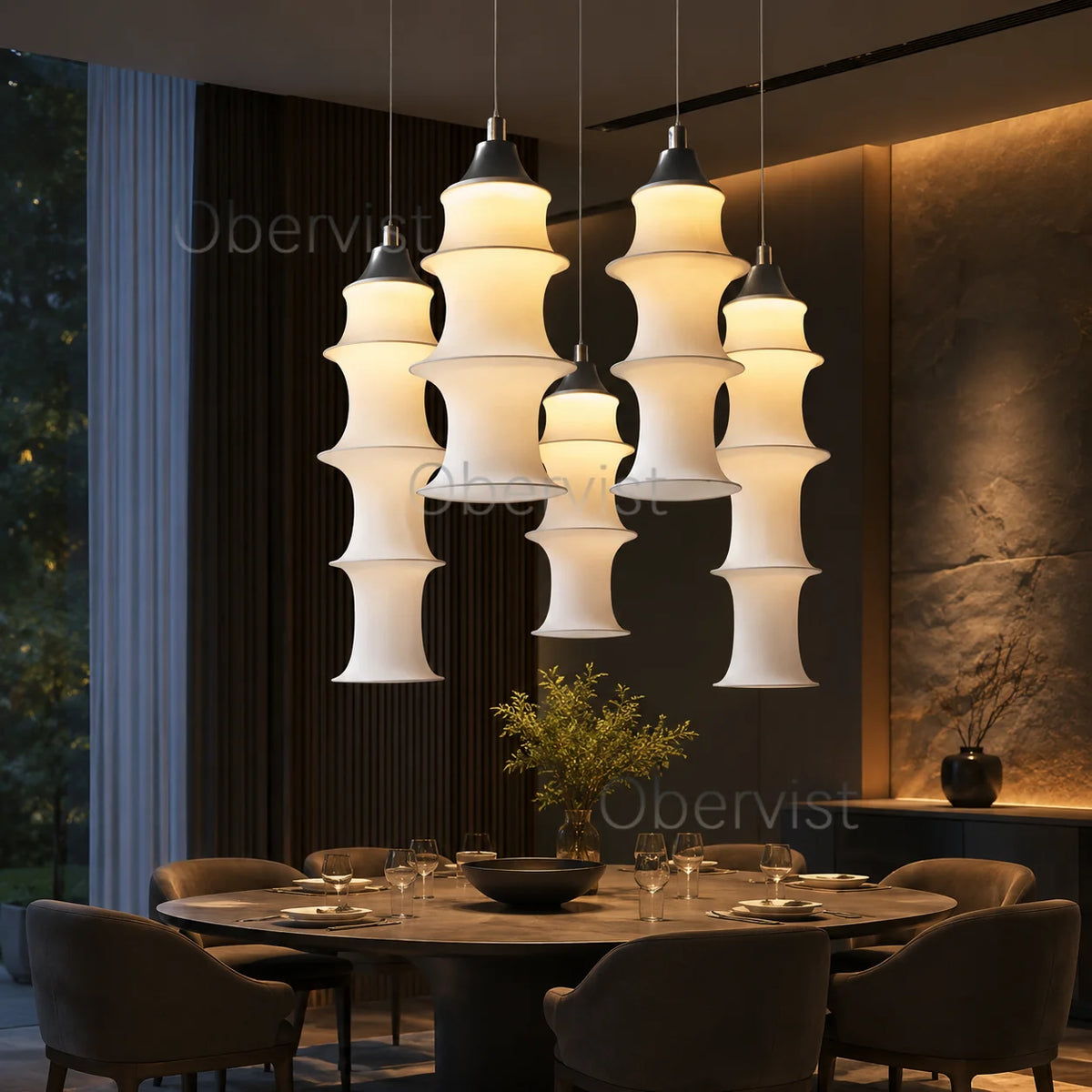 suspension lumineuse conique moderne blanc opac certifiée énergétique flux lumineux câbles suspendus facile