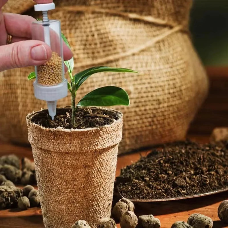 outil jardinage manuel semoir transparent graines pots fleurs jardinières plantation facile