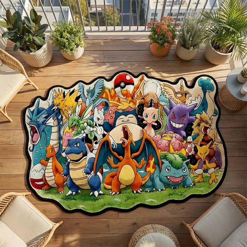 tapis pokémon personnages multicolore anti dérapant doux moderne salon chambre enfantDecoration