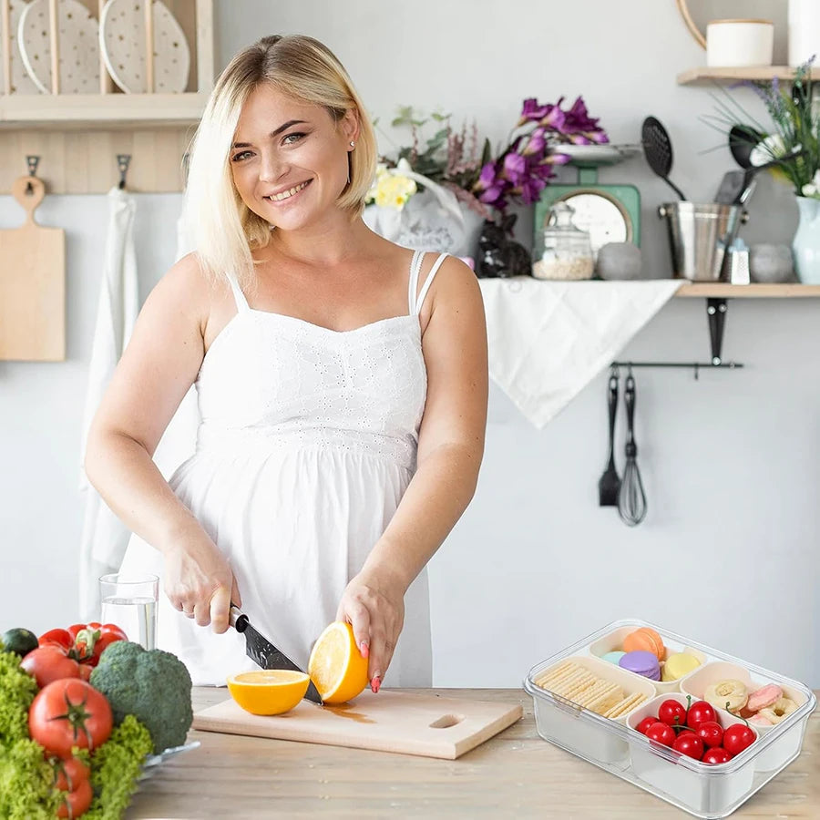 boîte repas transparente moderne compartiments couvercle poignées pratique alimentairescrição