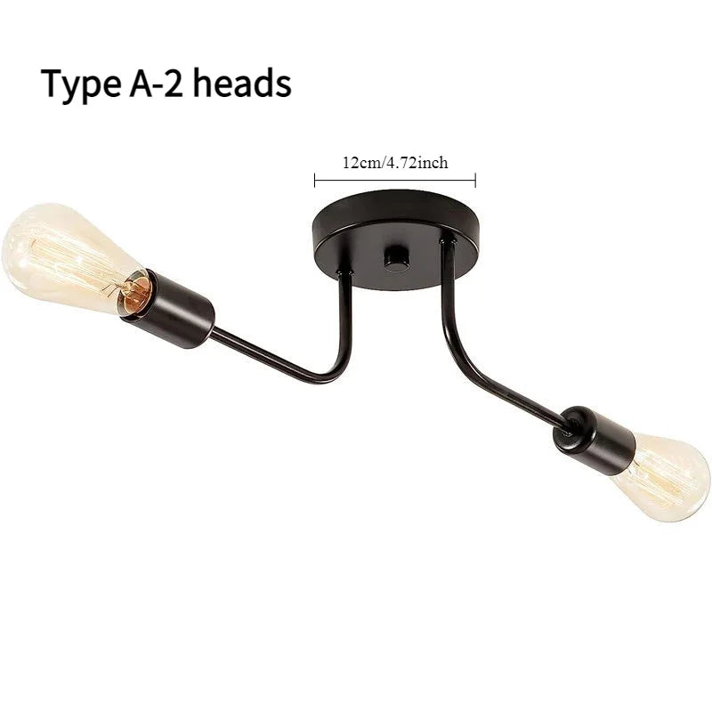 plafonnier industriel moderne noir ampoules led éclairage salon chambre cuisine