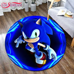 tapis rond sonic dessin animé bleu blanc rouge jaune noir cartoon 100cm 120cm 140cm