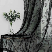 Rideau transparent en dentelle florale noire pour salon et chambre - Décoration fenêtre romantique