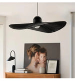 Suspension lumineuse moderne tissu noir blanc rayures fines plissées 6000K 3000K chambre salon étude